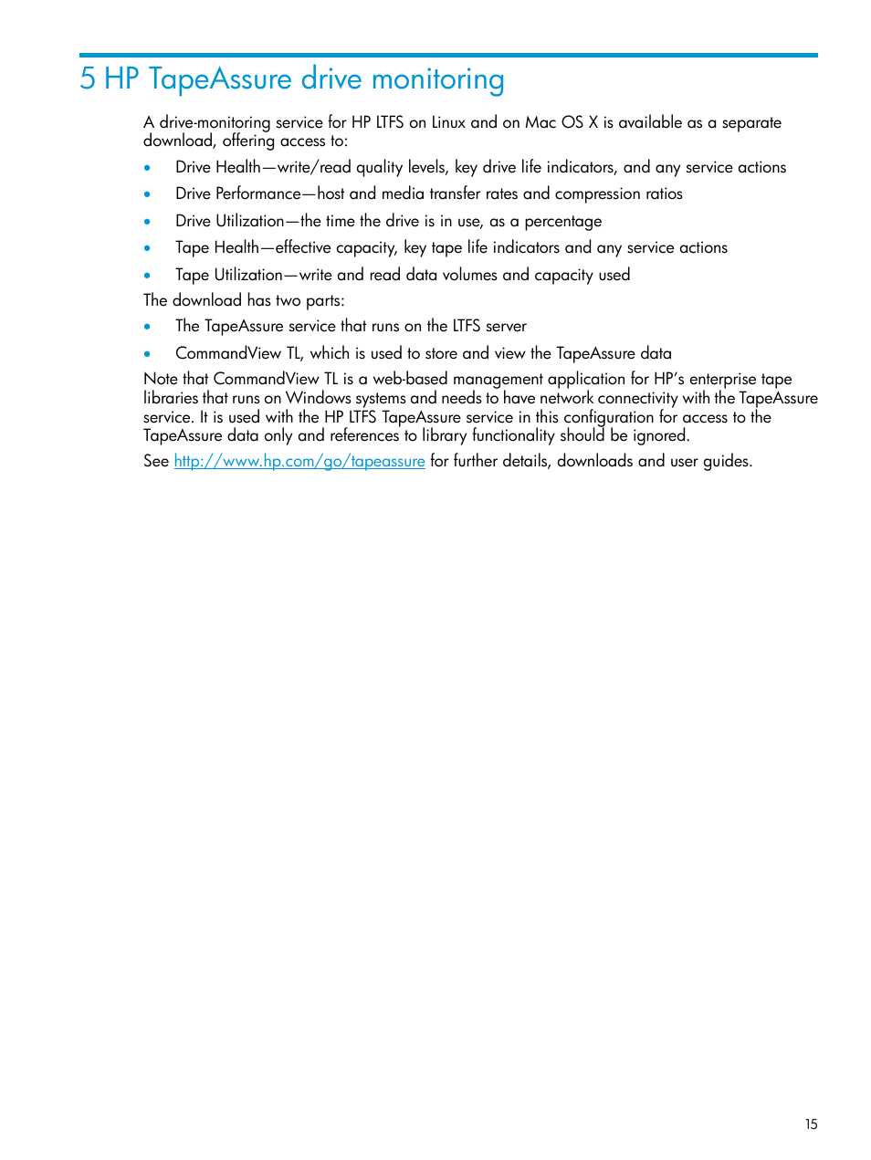 5 hp tapeassure drive monitoring | HP StoreEver Ultrium Tape Drives User Manual | Page 15 / 20