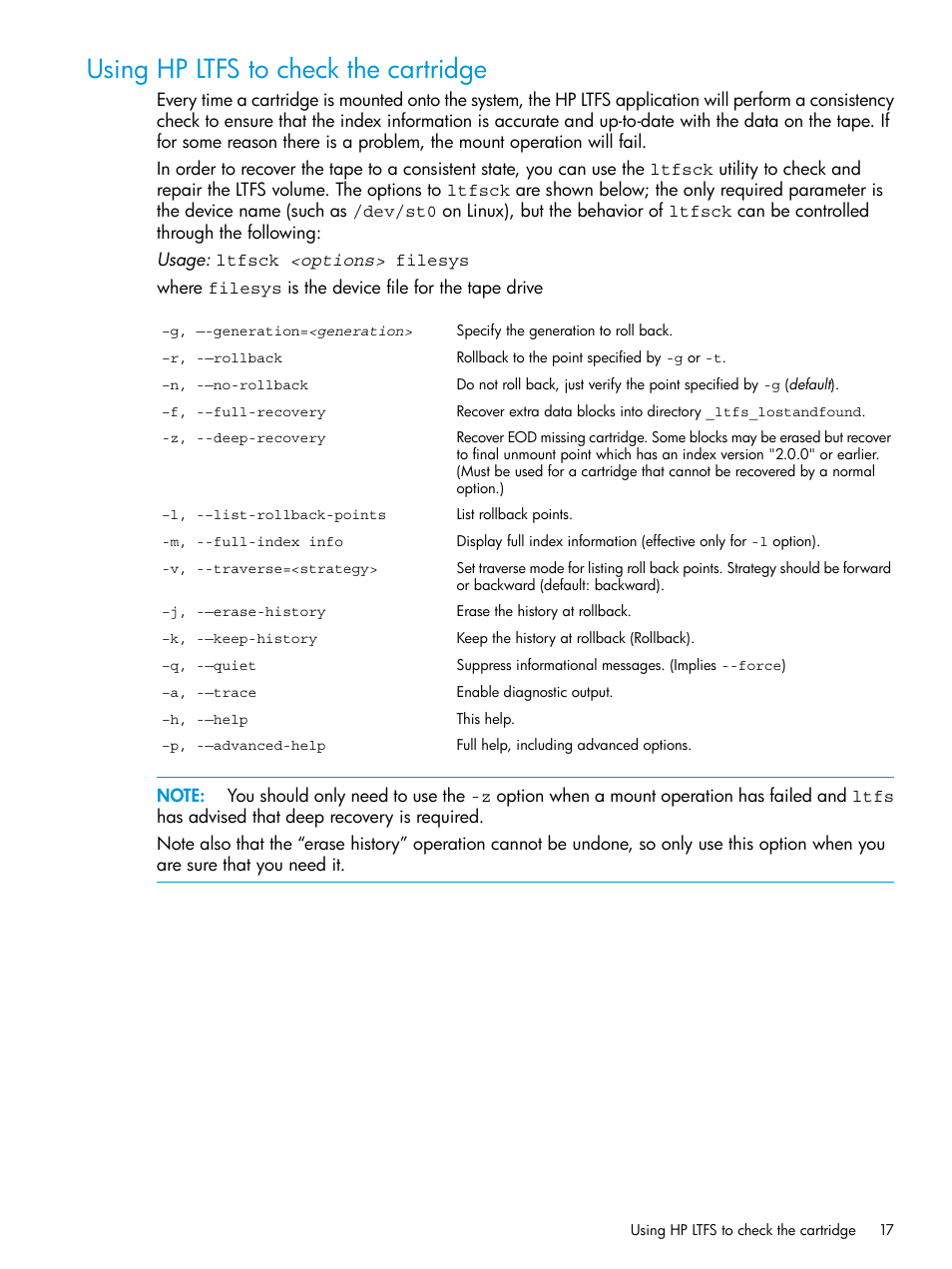 Using hp ltfs to check the cartridge | HP StoreEver Ultrium Tape Drives User Manual | Page 17 / 20