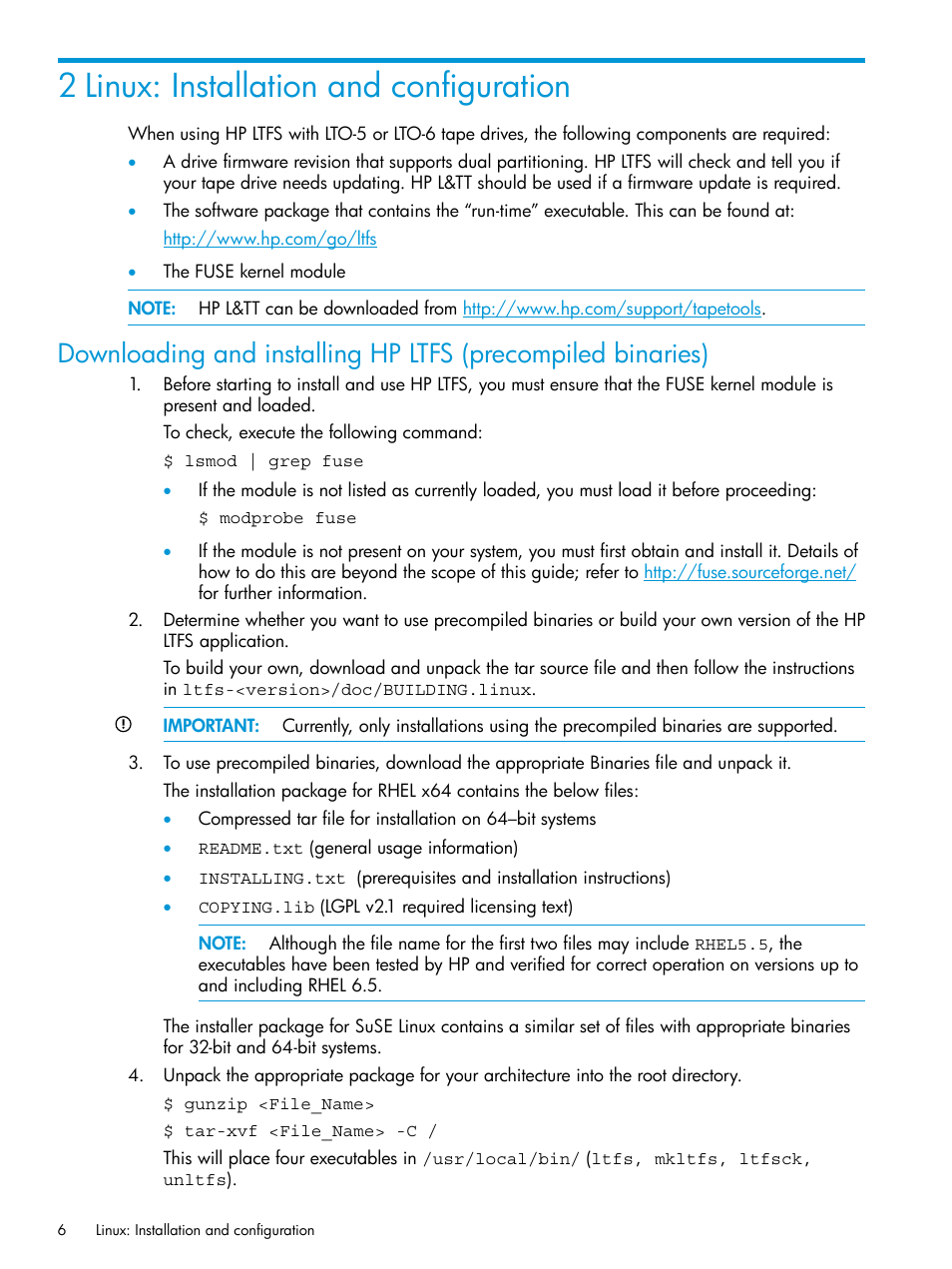 2 linux: installation and configuration | HP StoreEver Ultrium Tape Drives User Manual | Page 6 / 20