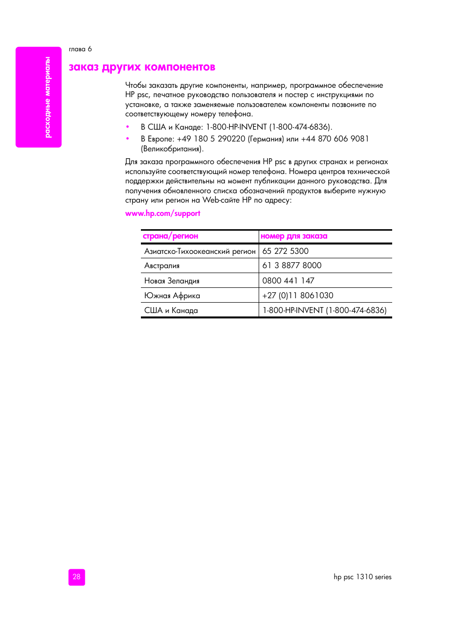 Заказ других компонентов | HP PSC 1315 'все в одном' User Manual | Page 36 / 84