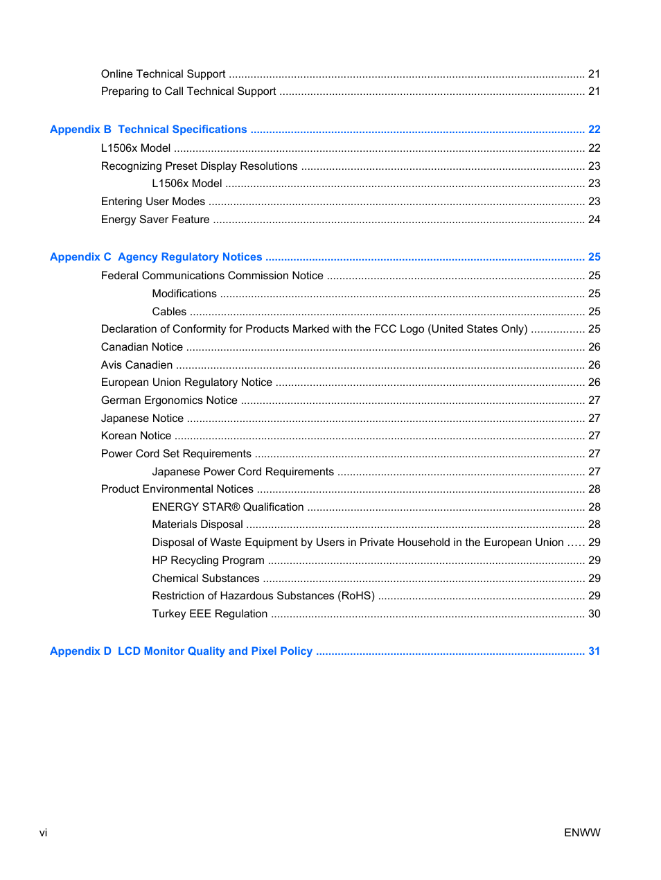 HP L1506x 15-inch Non-Touch Monitor User Manual | Page 6 / 37