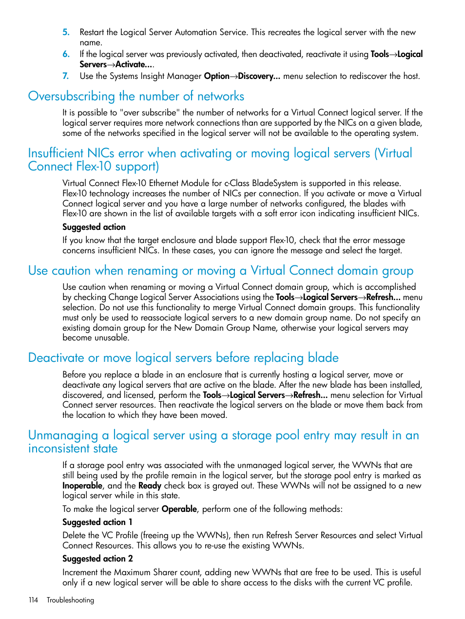 Oversubscribing the number of networks | HP Matrix Operating Environment Software User Manual | Page 114 / 136