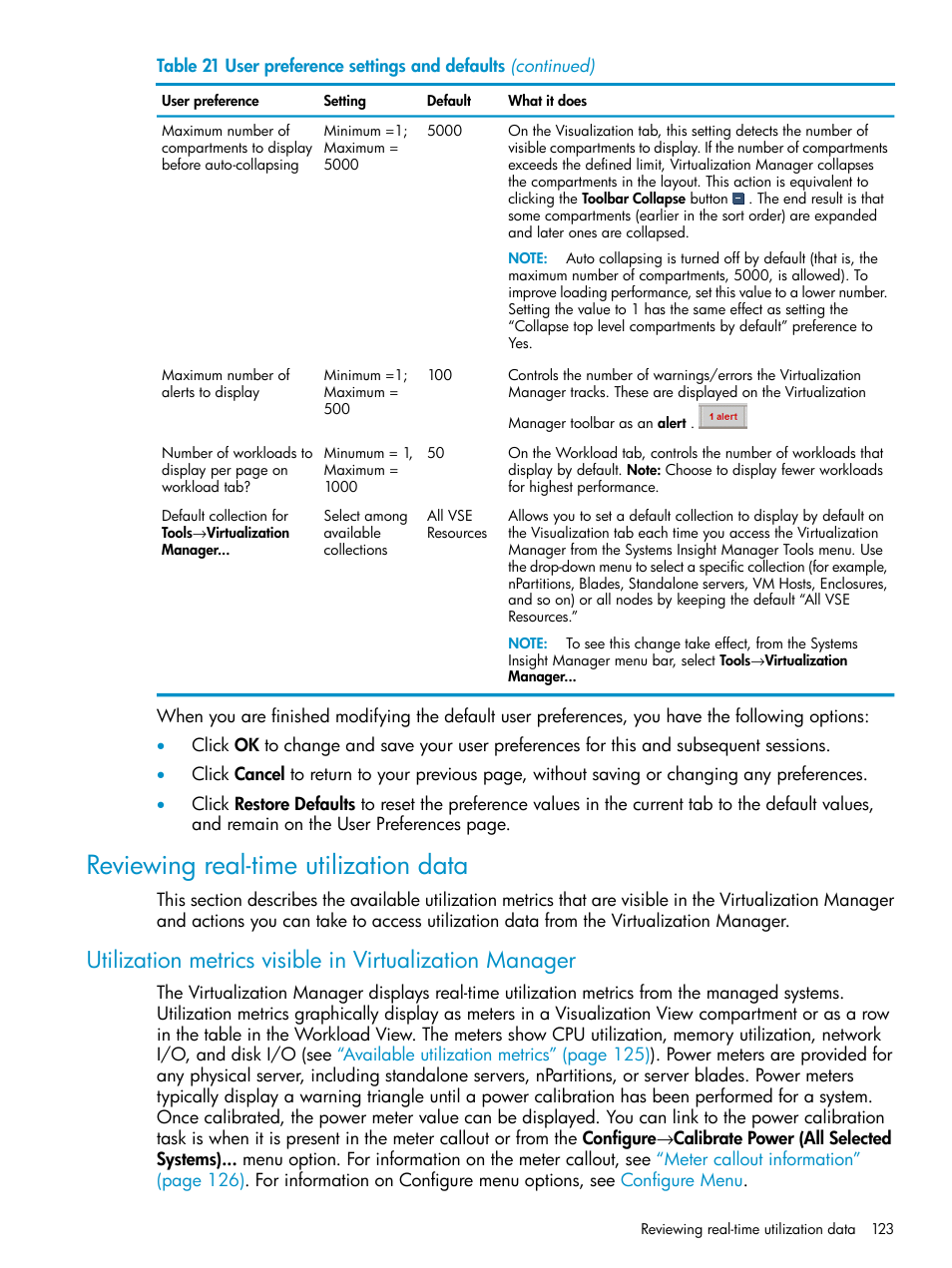 Reviewing real-time utilization data, Reviewing real-time utilization, Reviewing real-time | HP Matrix Operating Environment Software User Manual | Page 123 / 136