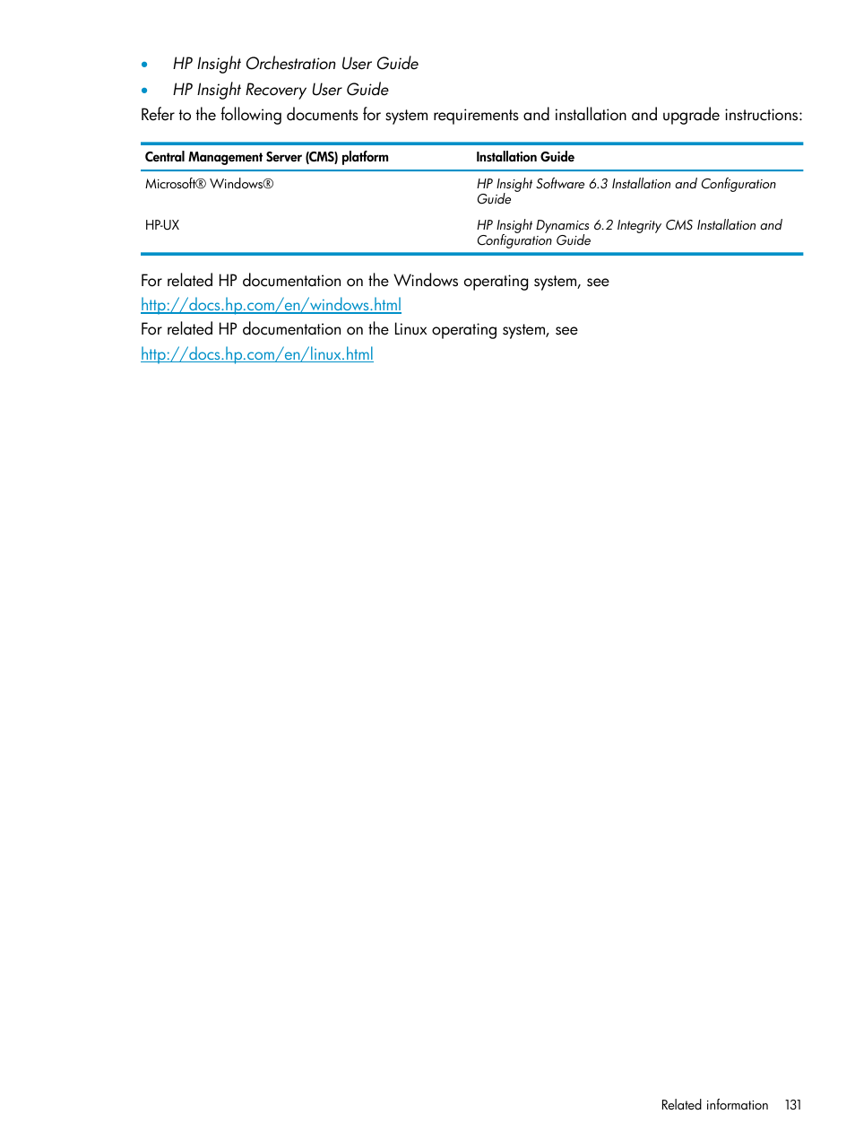 HP Matrix Operating Environment Software User Manual | Page 131 / 136
