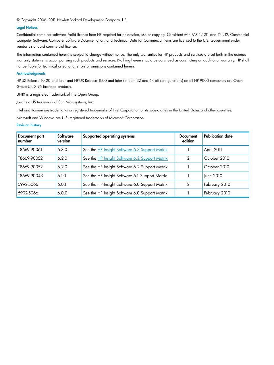 HP Matrix Operating Environment Software User Manual | Page 2 / 136