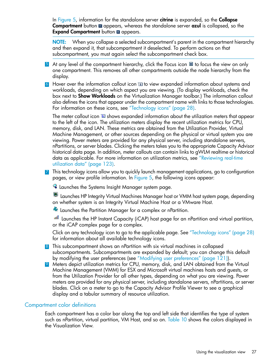 Compartment color definitions | HP Matrix Operating Environment Software User Manual | Page 27 / 136