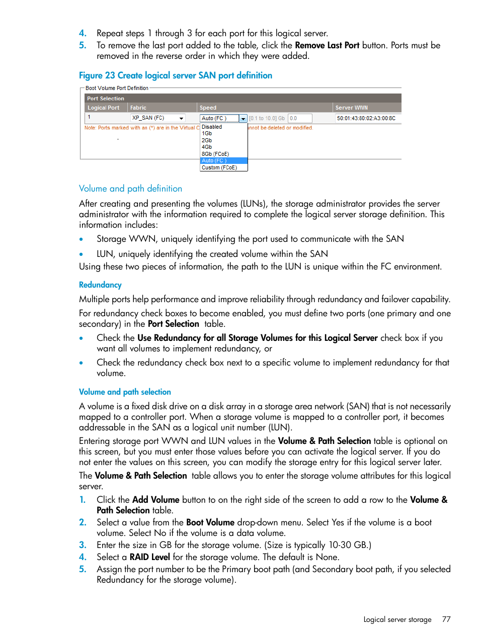 Volume and path definition | HP Matrix Operating Environment Software User Manual | Page 77 / 136