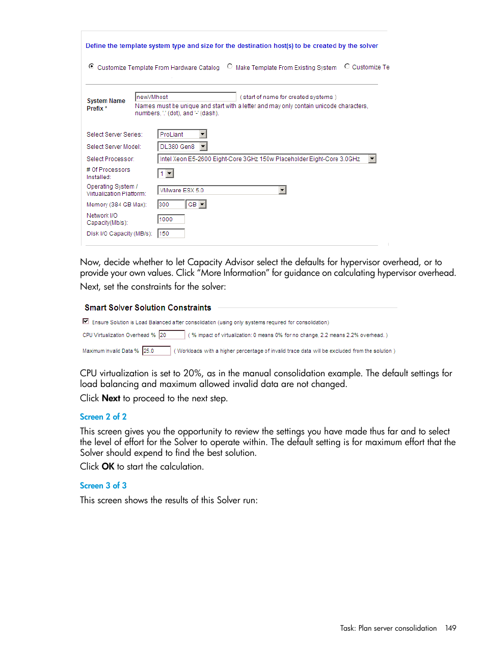 Screen 2 of 2, Screen 3 of 3 | HP Matrix Operating Environment Software User Manual | Page 149 / 245