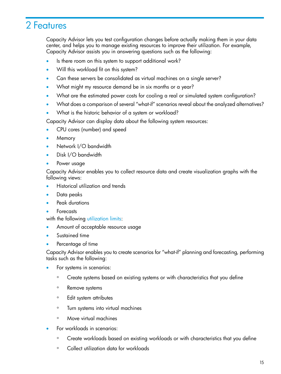 2 features | HP Matrix Operating Environment Software User Manual | Page 15 / 245