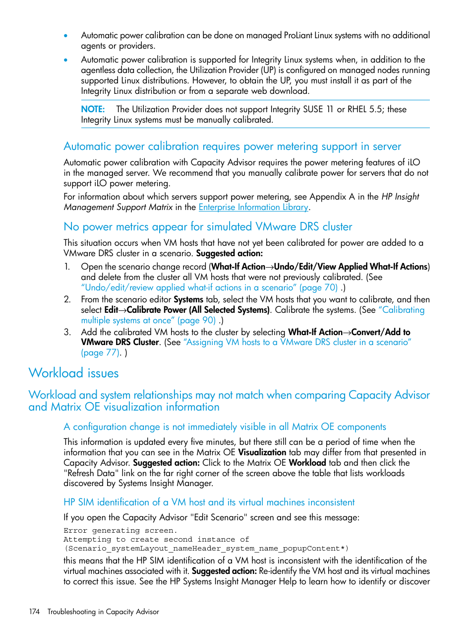 Workload issues | HP Matrix Operating Environment Software User Manual | Page 174 / 245
