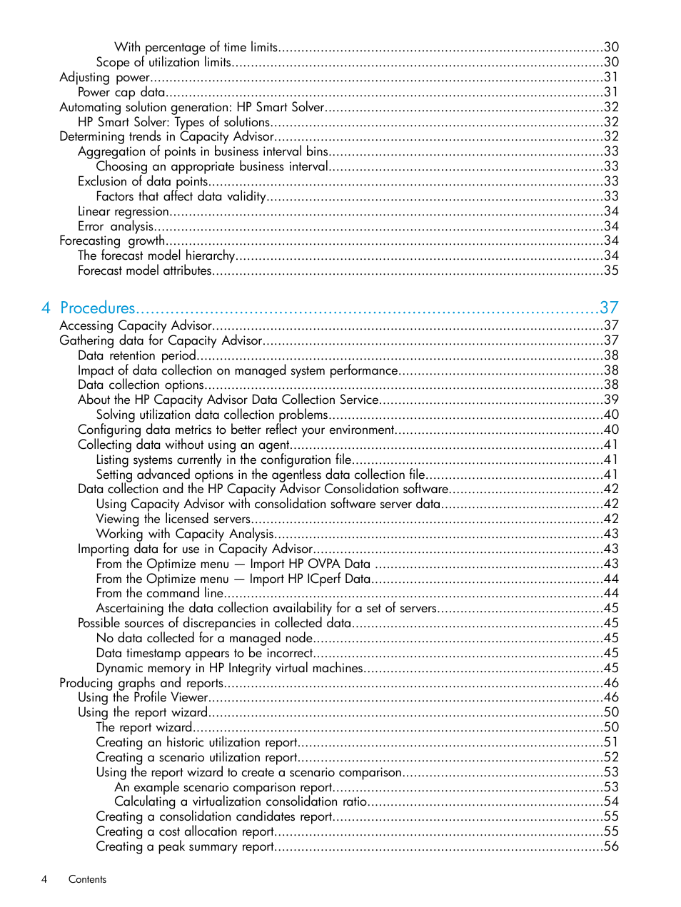 4 procedures | HP Matrix Operating Environment Software User Manual | Page 4 / 245