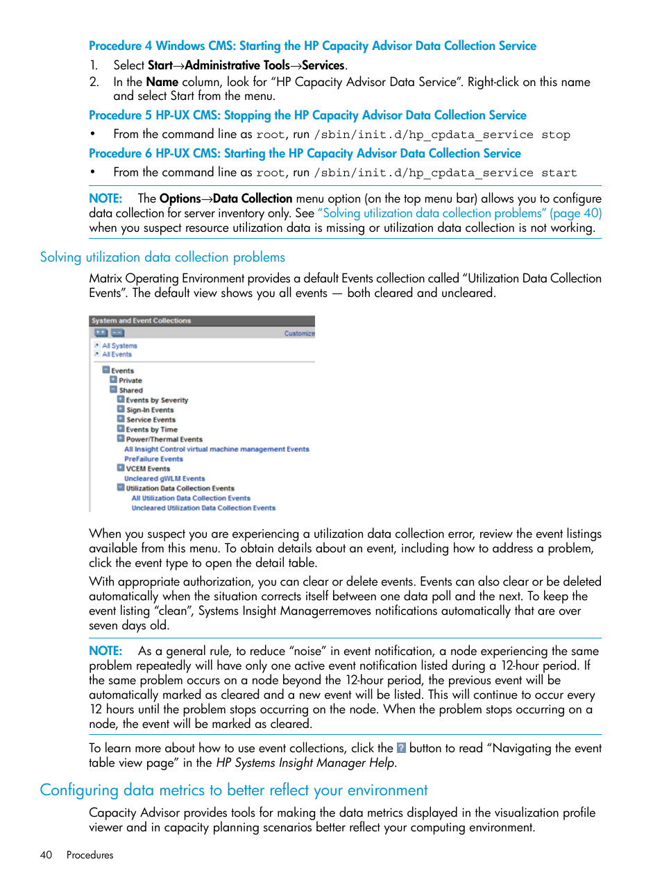 Solving utilization data collection problems | HP Matrix Operating Environment Software User Manual | Page 40 / 245