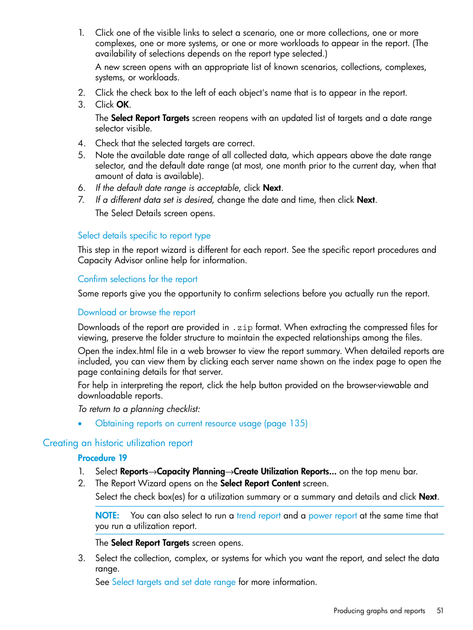 Creating an historic utilization report | HP Matrix Operating Environment Software User Manual | Page 51 / 245