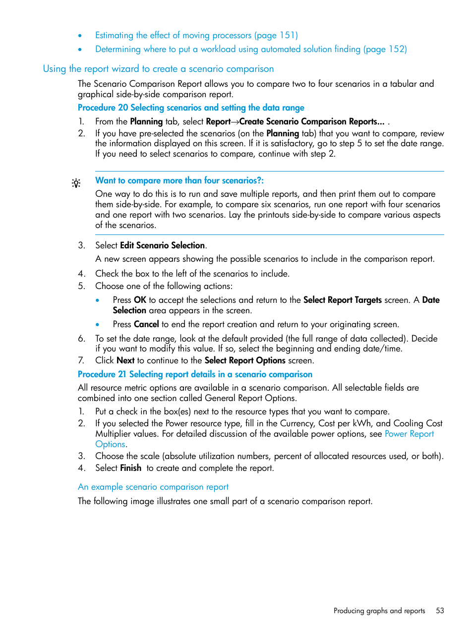 An example scenario comparison report | HP Matrix Operating Environment Software User Manual | Page 53 / 245