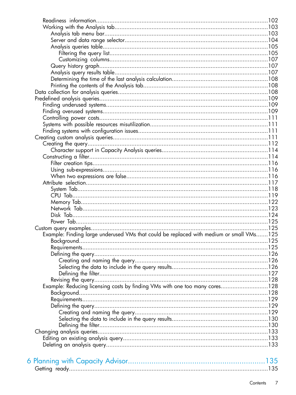 6 planning with capacity advisor | HP Matrix Operating Environment Software User Manual | Page 7 / 245