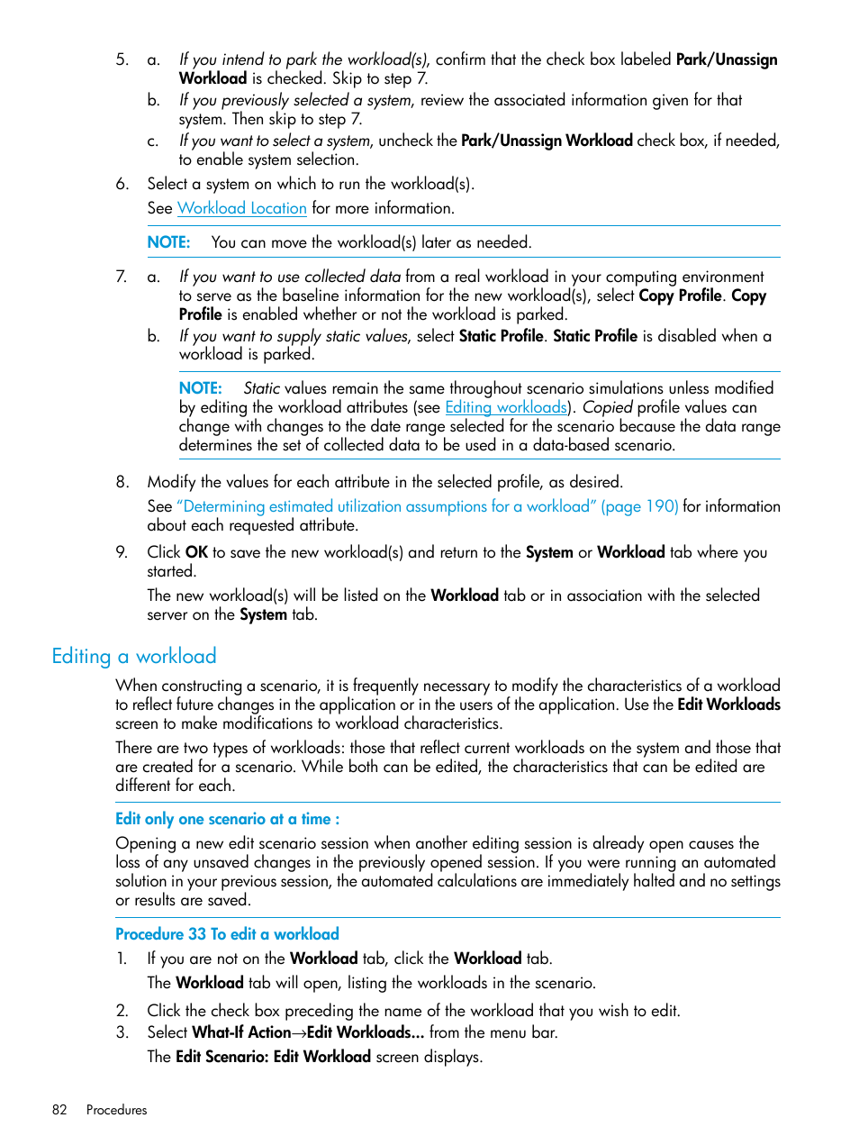 Editing a workload | HP Matrix Operating Environment Software User Manual | Page 82 / 245