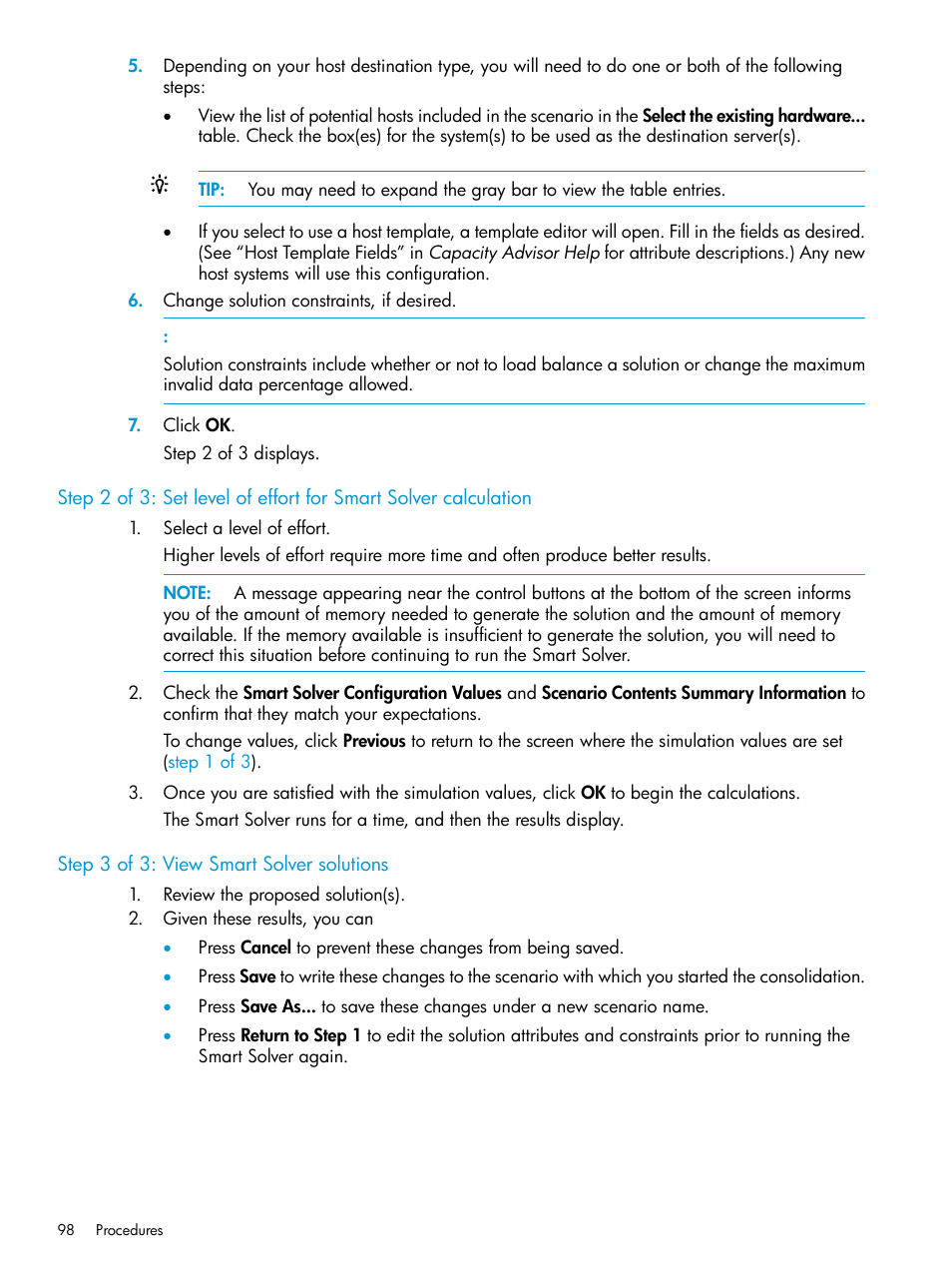 Step 3 of 3: view smart solver solutions | HP Matrix Operating Environment Software User Manual | Page 98 / 245