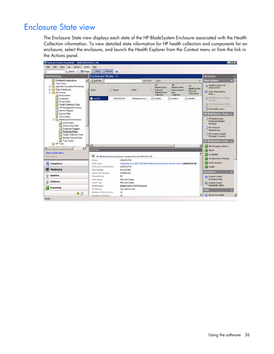 Enclosure state view | HP ProLiant BL465c Server Blade User Manual | Page 26 / 73