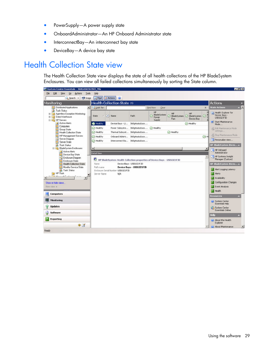 Health collection state view | HP ProLiant BL465c Server Blade User Manual | Page 29 / 73
