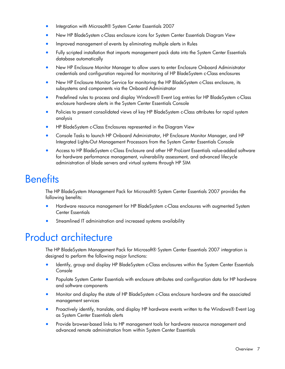 Benefits, Product architecture | HP ProLiant BL465c Server Blade User Manual | Page 7 / 73