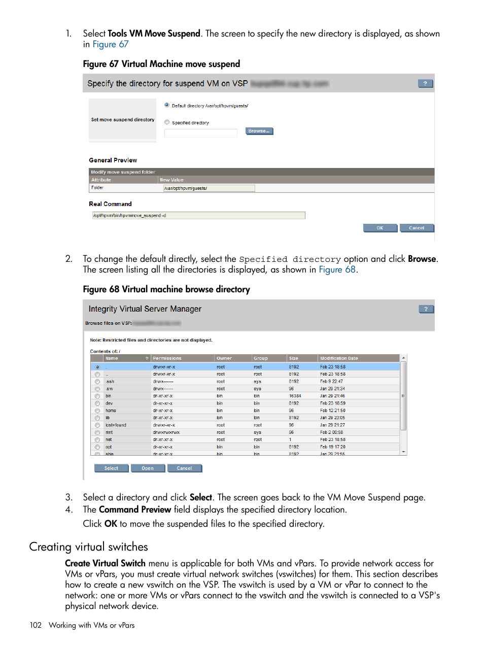 Creating virtual switches | HP Matrix Operating Environment Software User Manual | Page 102 / 148