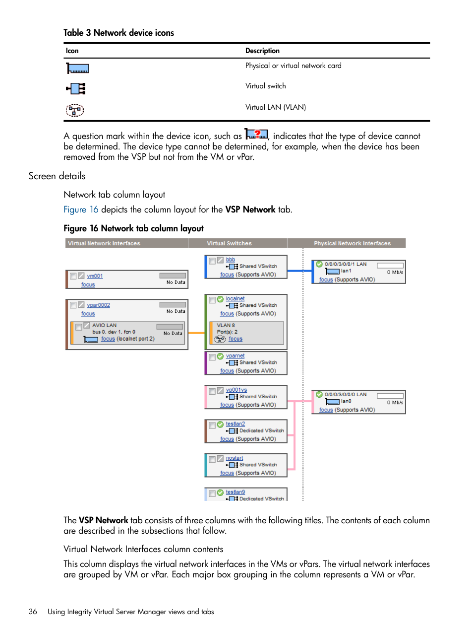Screen details | HP Matrix Operating Environment Software User Manual | Page 36 / 148