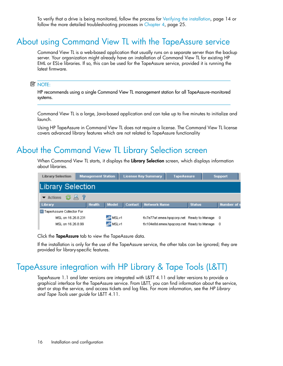 About the command view tl library selection screen | HP StoreEver Ultrium Tape Drives User Manual | Page 16 / 40