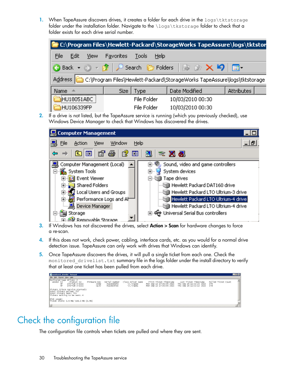 Check the configuration file | HP StoreEver Ultrium Tape Drives User Manual | Page 30 / 40