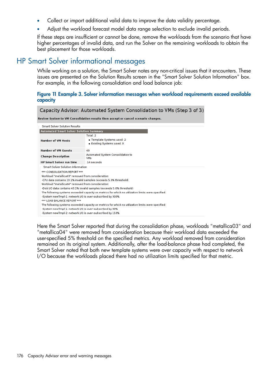Hp smart solver informational messages | HP Matrix Operating Environment Software User Manual | Page 176 / 233