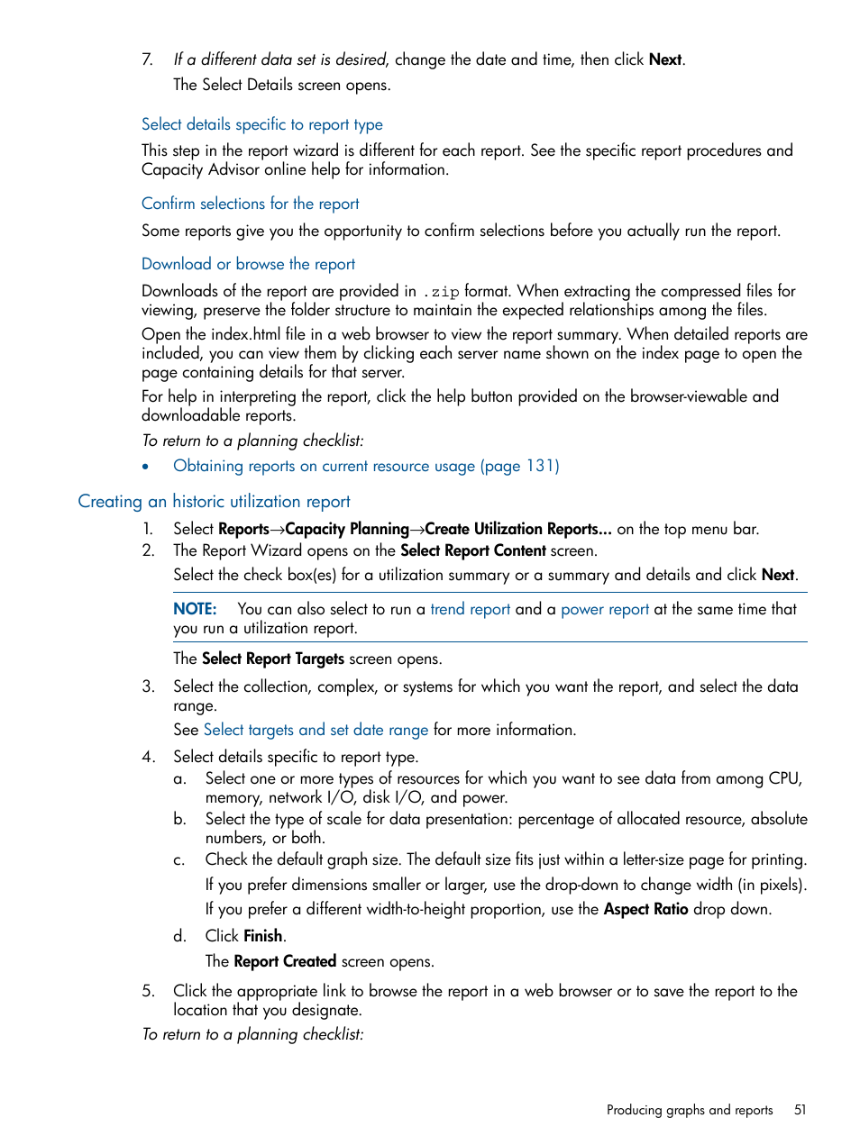 Creating an historic utilization report | HP Matrix Operating Environment Software User Manual | Page 51 / 233