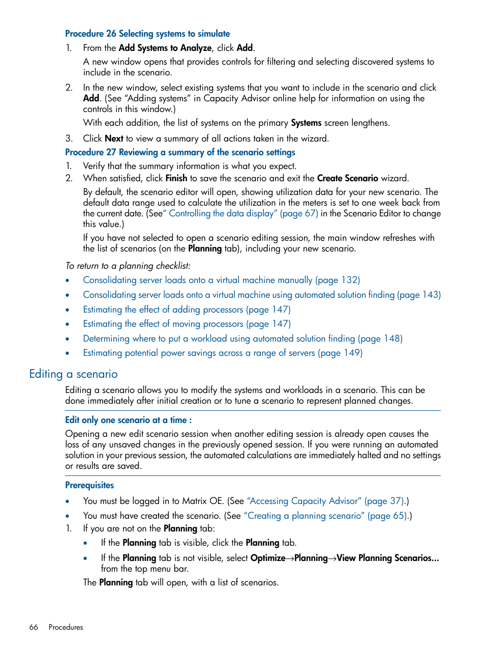 Editing a scenario | HP Matrix Operating Environment Software User Manual | Page 66 / 233