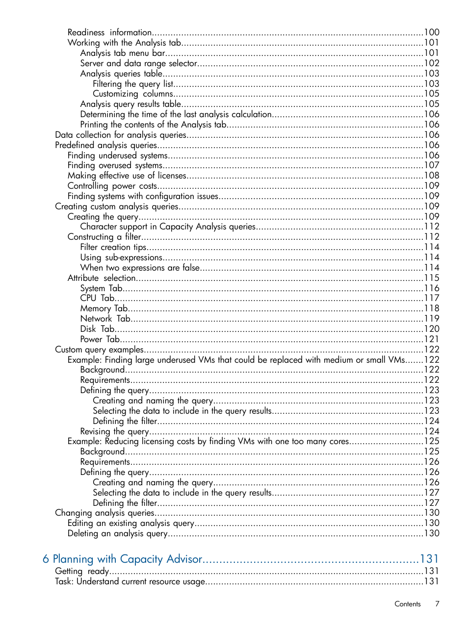 6 planning with capacity advisor | HP Matrix Operating Environment Software User Manual | Page 7 / 233