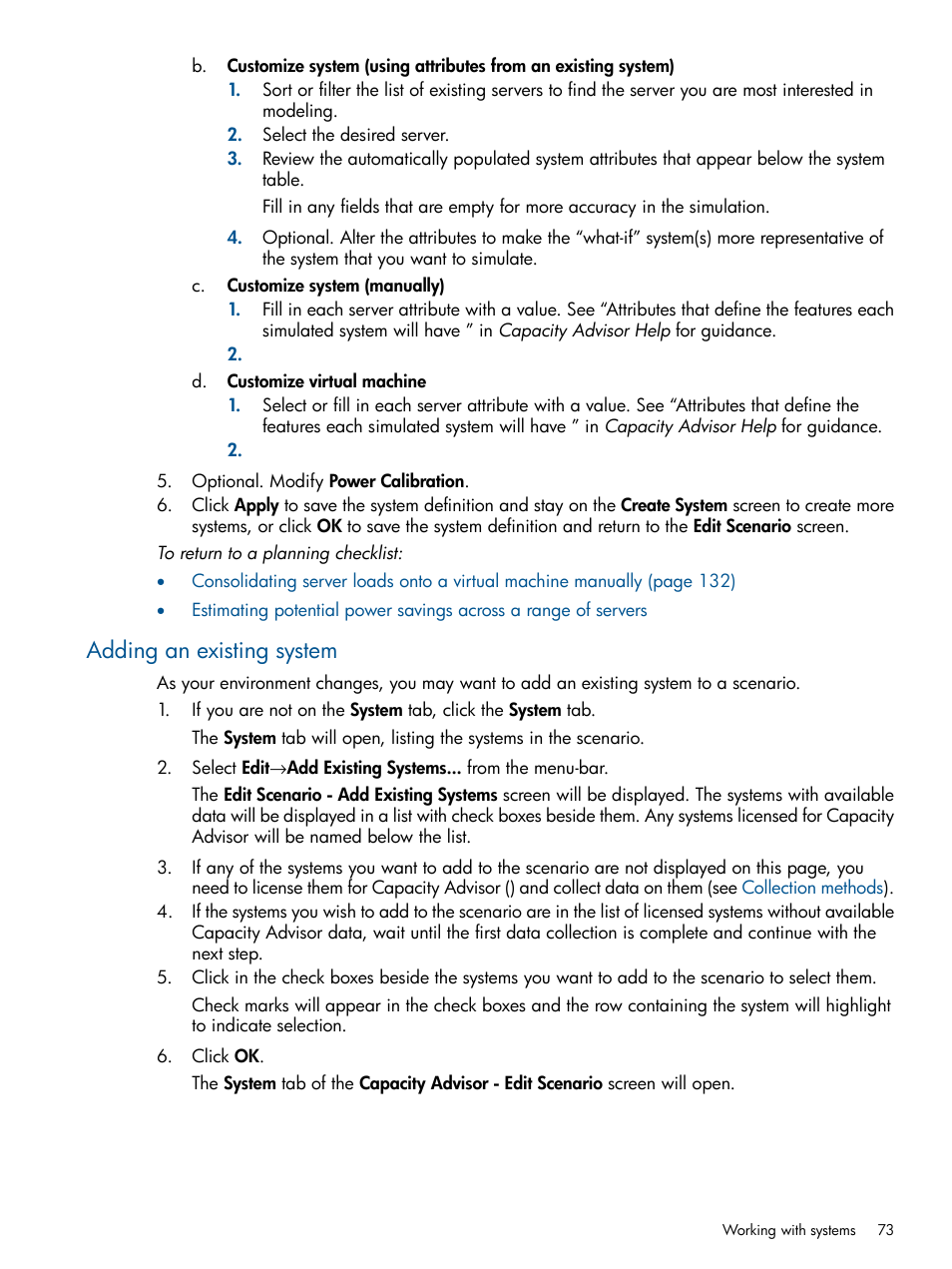 Adding an existing system | HP Matrix Operating Environment Software User Manual | Page 73 / 233