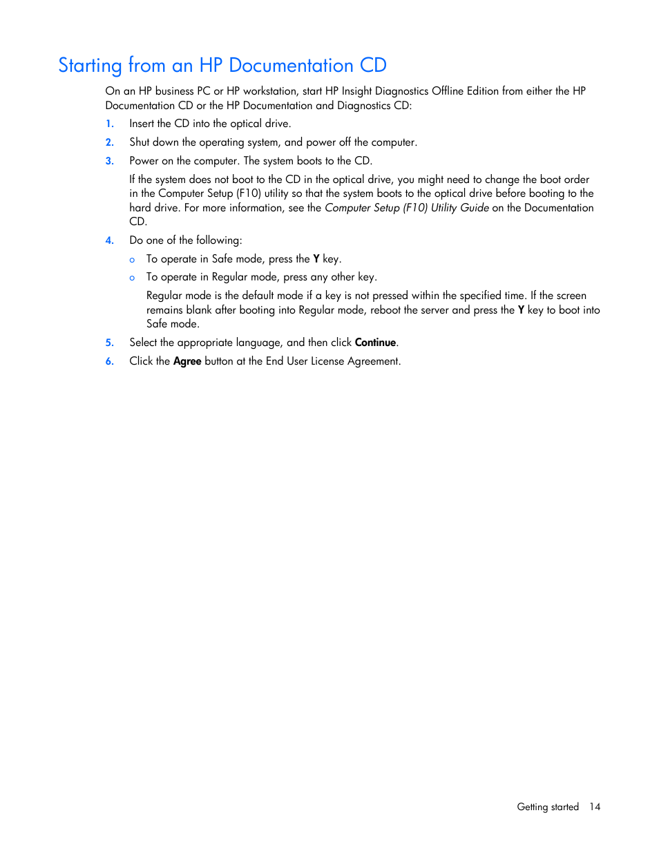 Starting from an hp documentation cd | HP Insight Diagnostics User Manual | Page 14 / 40