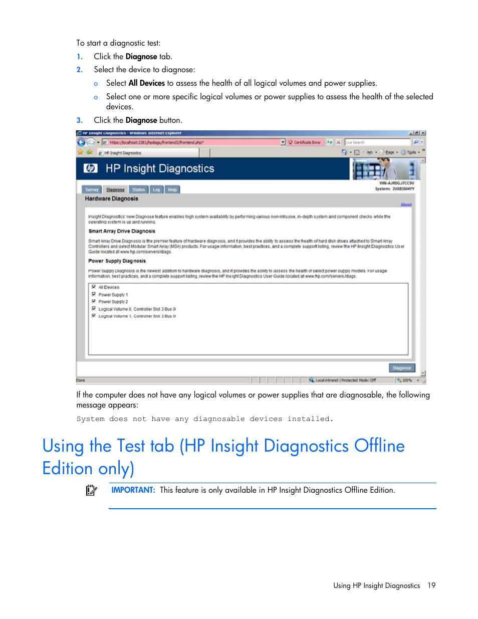 HP Insight Diagnostics User Manual | Page 19 / 40