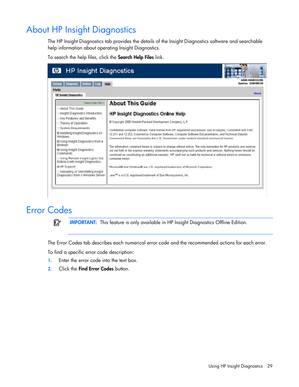 About hp insight diagnostics, Error codes | HP Insight Diagnostics User Manual | Page 29 / 40