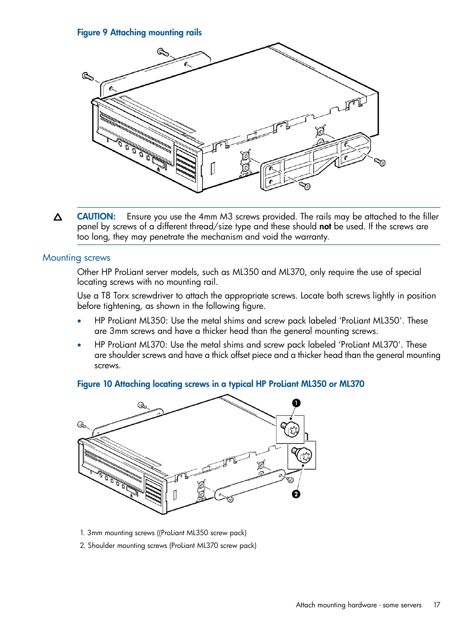 Mounting screws | HP StoreEver Ultrium Tape Drives User Manual | Page 17 / 60
