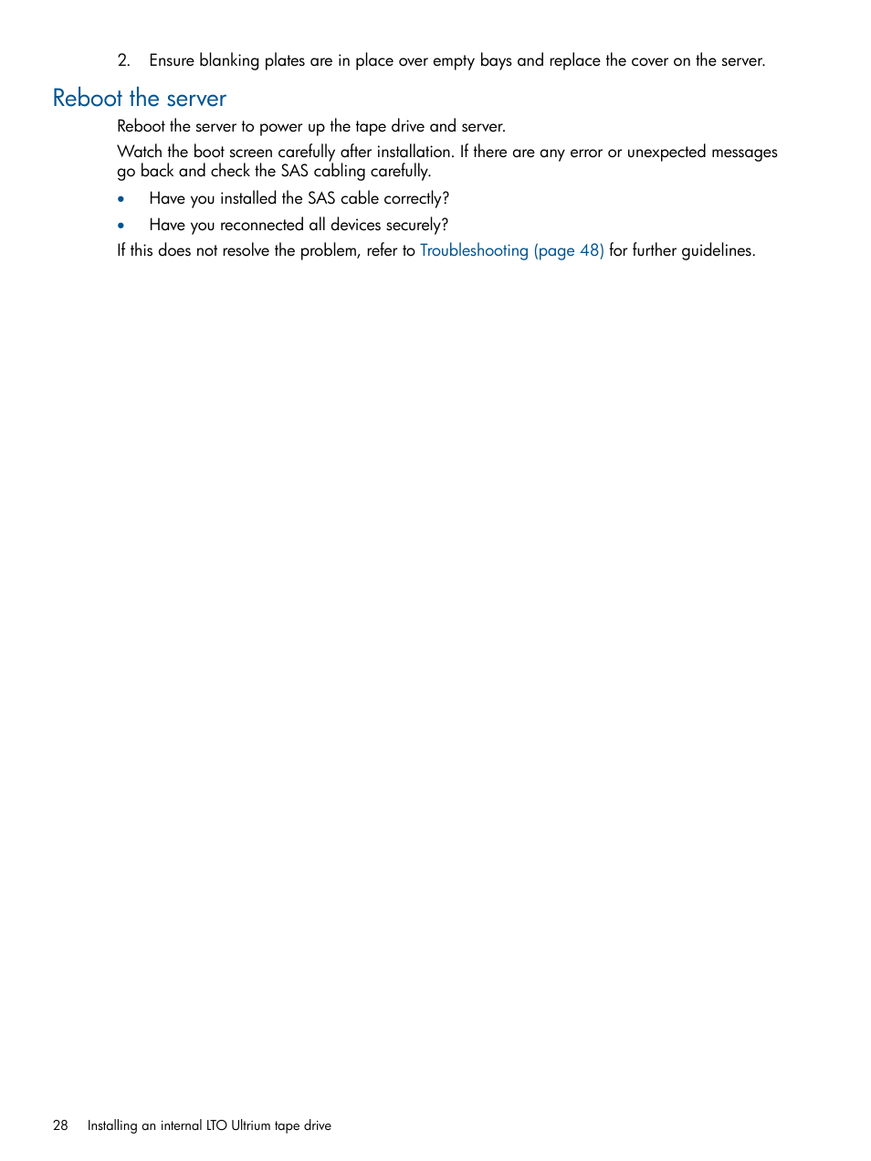 Reboot the server | HP StoreEver Ultrium Tape Drives User Manual | Page 28 / 60