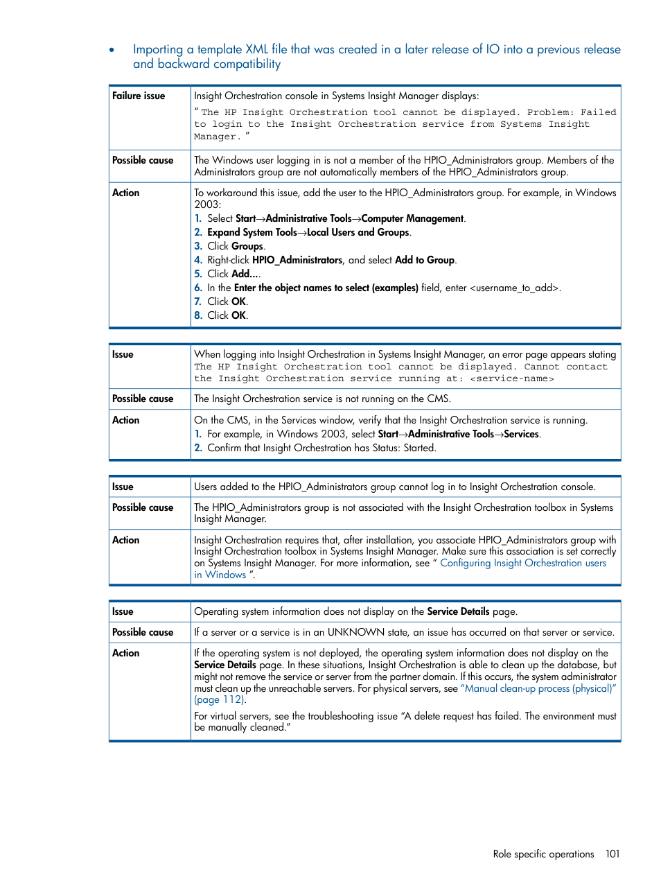 Orchestration service running at: <service-name | HP Matrix Operating Environment Software User Manual | Page 101 / 137