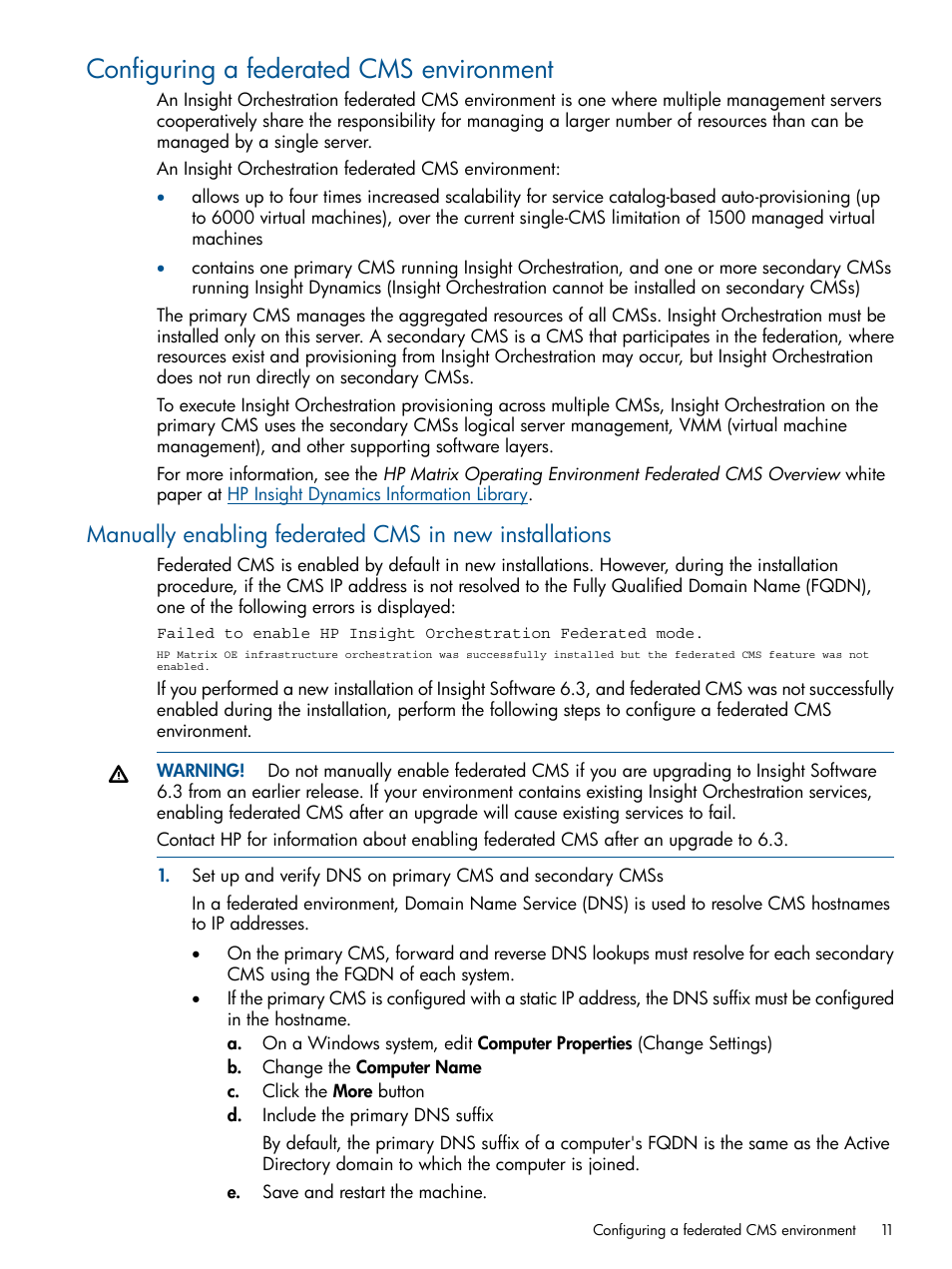 Configuring a federated cms environment | HP Matrix Operating Environment Software User Manual | Page 11 / 137