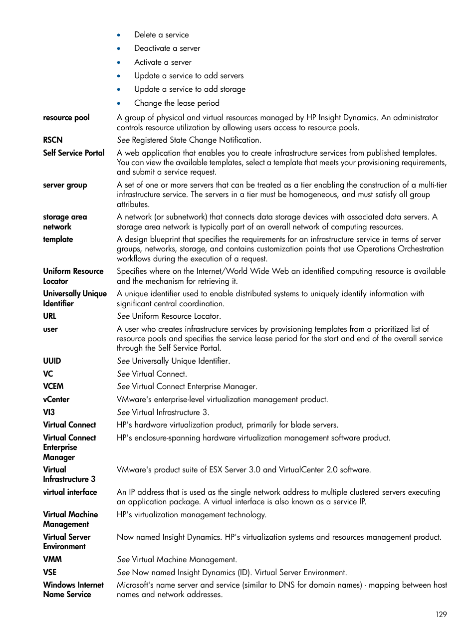 Resource pools, Template, Users | Templates, Resources | HP Matrix Operating Environment Software User Manual | Page 129 / 137