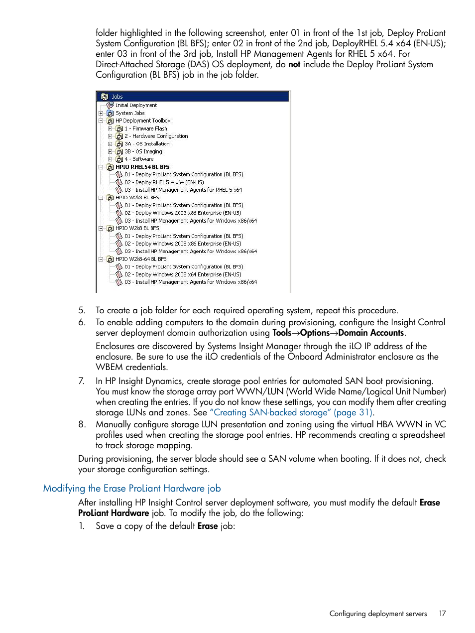 Modifying the erase proliant hardware job | HP Matrix Operating Environment Software User Manual | Page 17 / 137