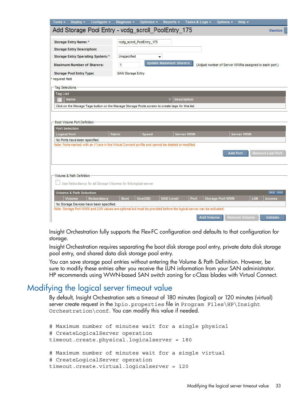 Modifying the logical server timeout value | HP Matrix Operating Environment Software User Manual | Page 33 / 137
