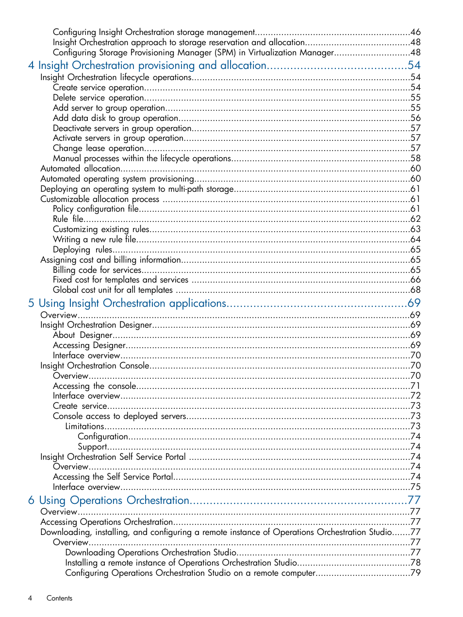 5 using insight orchestration applications, 6 using operations orchestration | HP Matrix Operating Environment Software User Manual | Page 4 / 137
