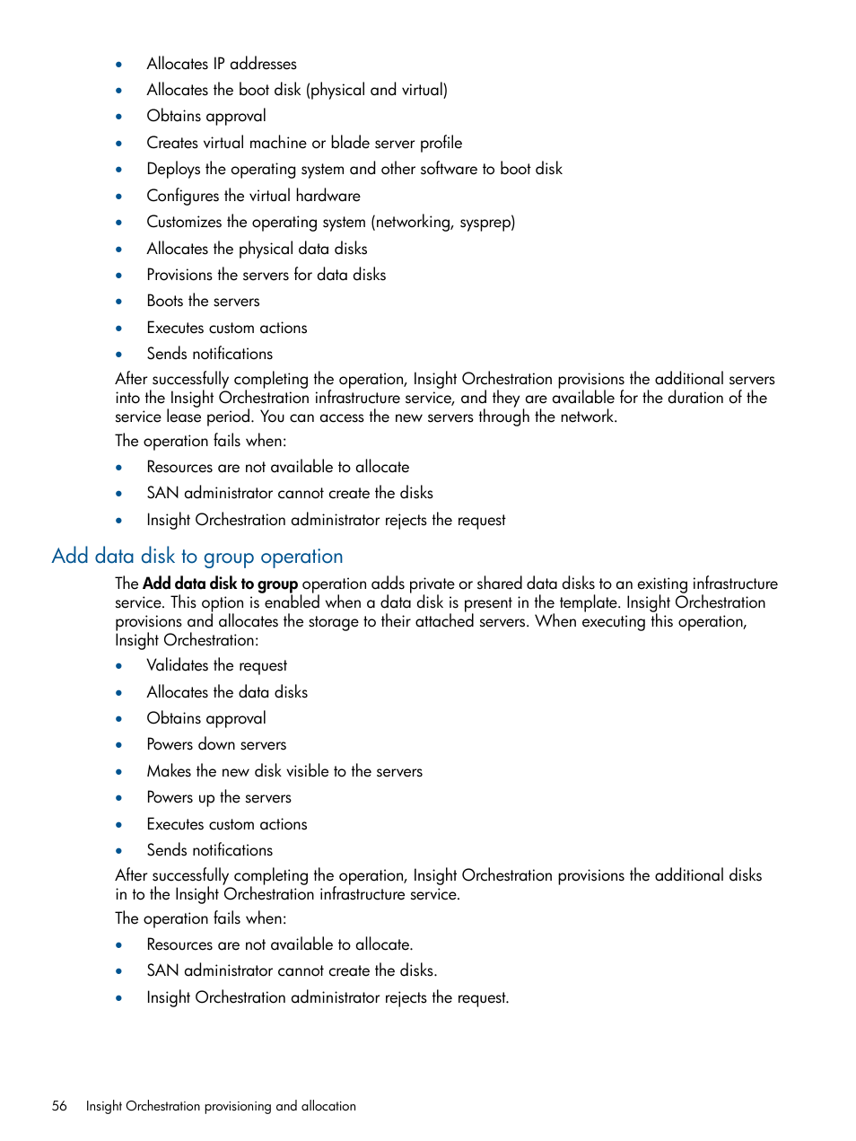 Add data disk to group operation | HP Matrix Operating Environment Software User Manual | Page 56 / 137