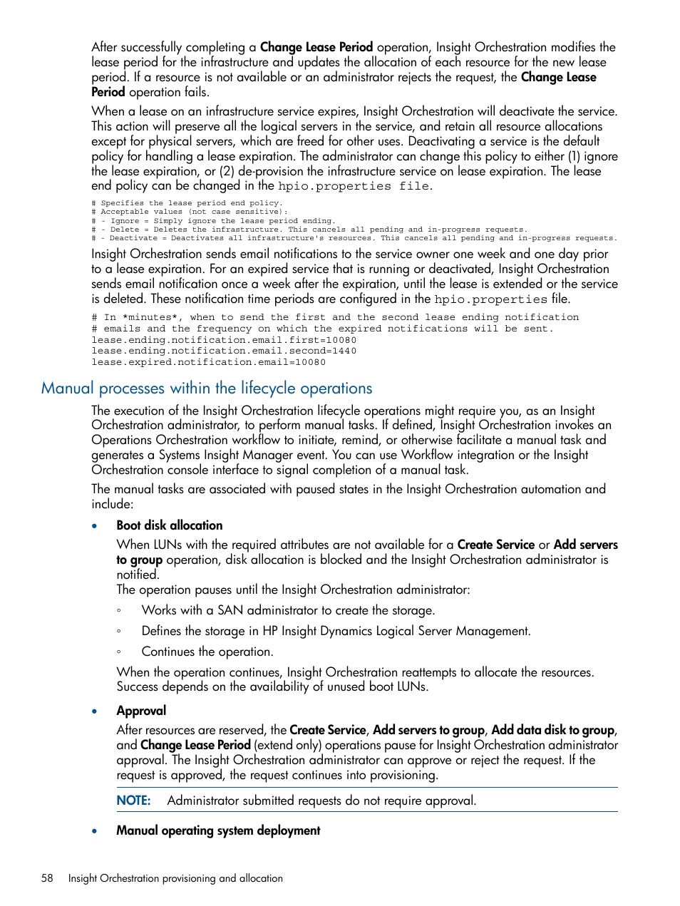 Manual processes within the lifecycle operations | HP Matrix Operating Environment Software User Manual | Page 58 / 137