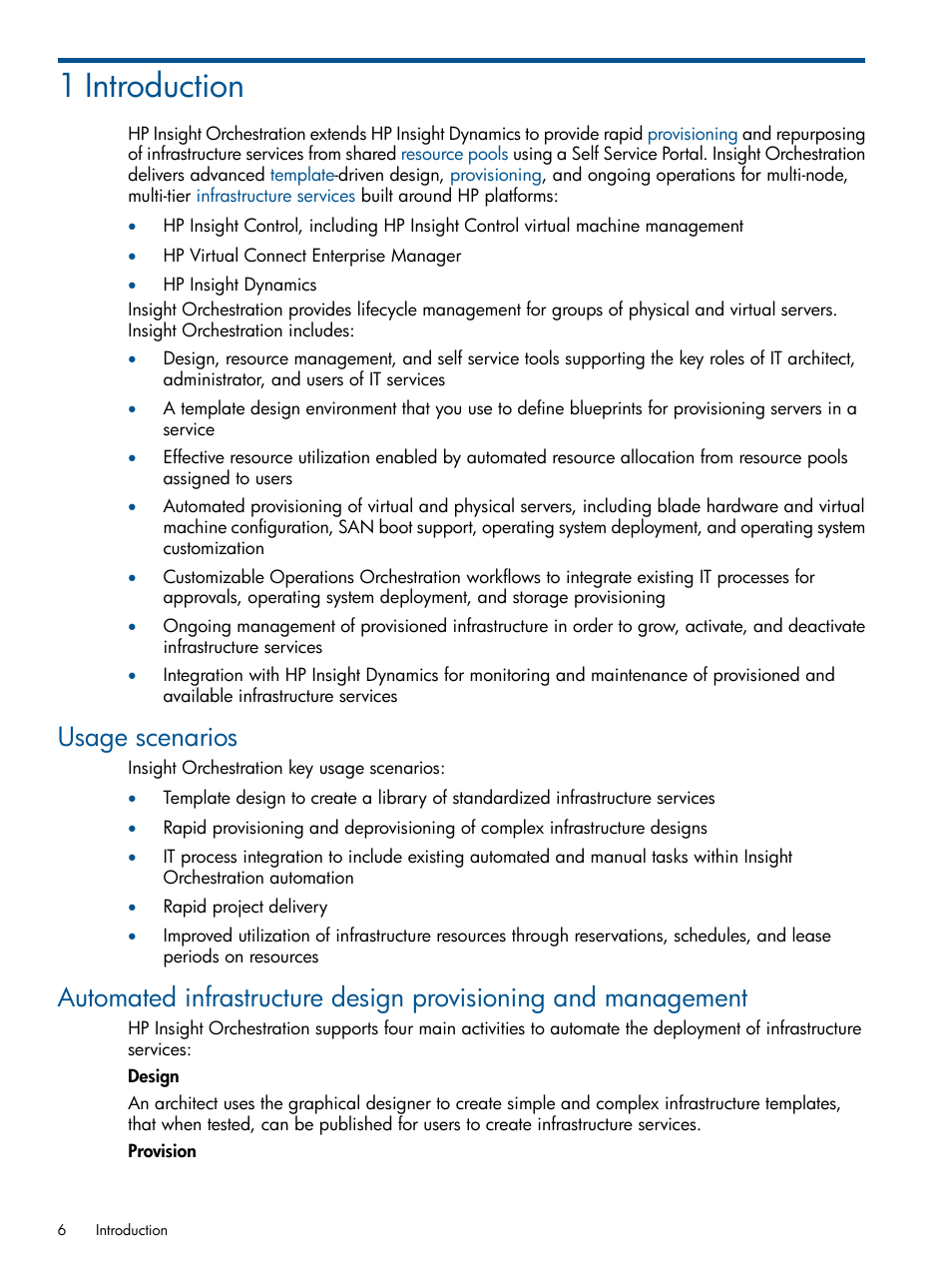 1 introduction, Usage scenarios | HP Matrix Operating Environment Software User Manual | Page 6 / 137