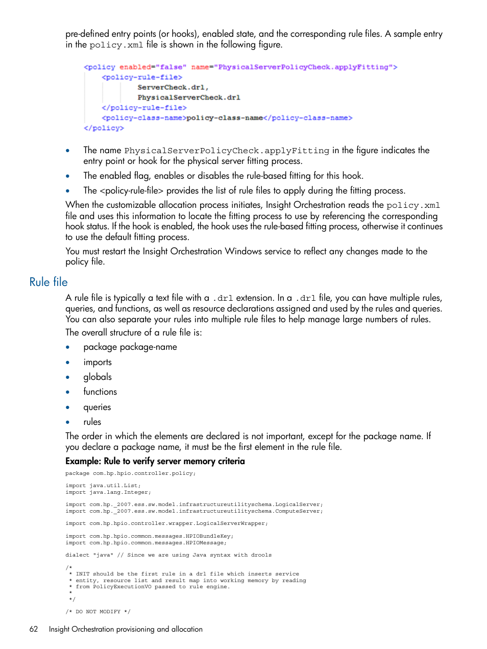 Rule file | HP Matrix Operating Environment Software User Manual | Page 62 / 137