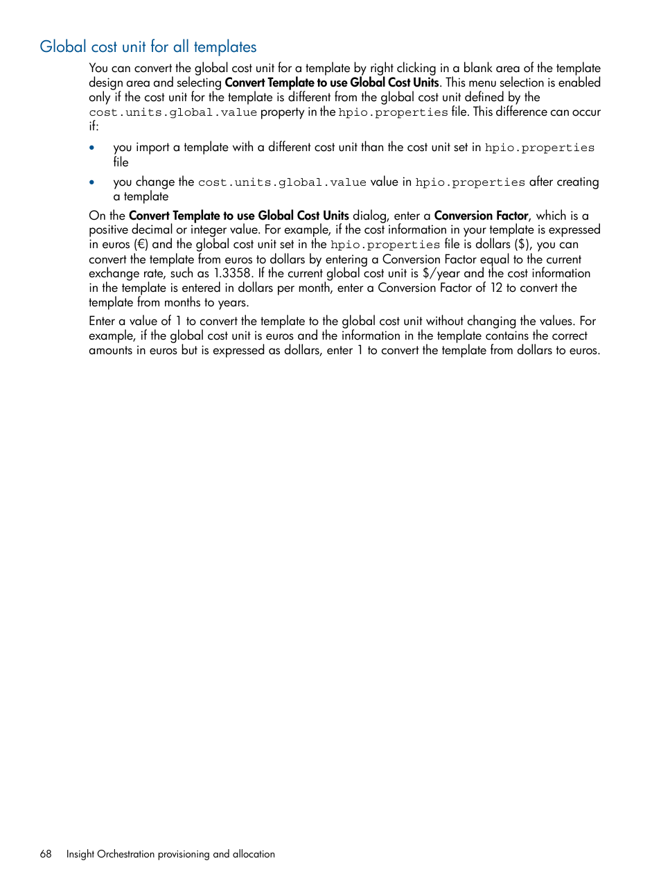 Global cost unit for all templates | HP Matrix Operating Environment Software User Manual | Page 68 / 137