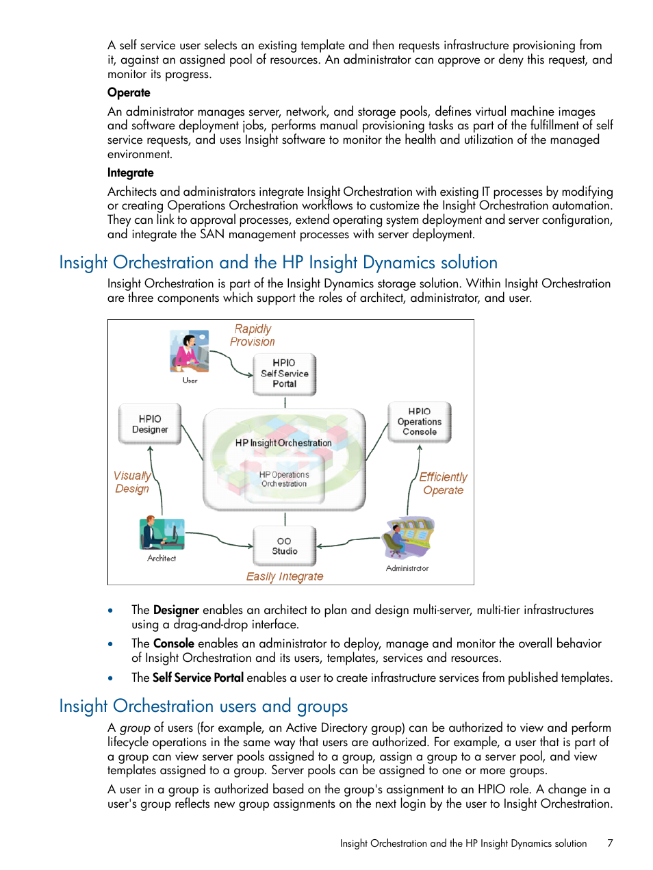 Insight orchestration users and groups | HP Matrix Operating Environment Software User Manual | Page 7 / 137